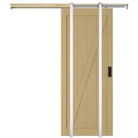 Vente-unique Zwevende schuifdeur in hout en MDF - Licht naturel - H205 x L83 cm - BALERMA