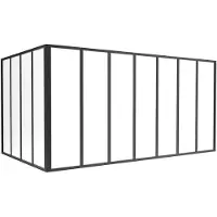 Vente-unique Glazen hoekbinnenraam in gepoedercoat aluminium - L210 x L120 x H105 - Zwart - BAYVIEW