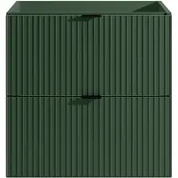 Vente-unique Gestreept hangmeubel voor badkamer - Mat groen - 60 cm - ZEVINI
