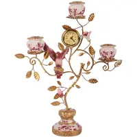 Baroque - Kandelaar - Kandelaar Papegaai met Klok 32 cm - Rood - Resin - 32x16.5x9 - Polyresin