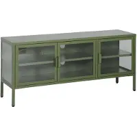 Sweeek TV meubel vitrine gehard glas en staal 3 deuren industrieel 120cm Groen