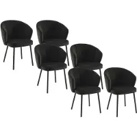 Vente-unique Set van 6 stoelen in stof en metaal - Zwart - TANURY