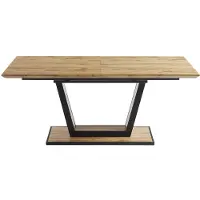 Vente-unique Uittrekbare eettafel 6-10 personen in mdf en metaal - Houtlook en zwart - VITENO