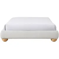 Vente-unique Decoratieve gewatteerde bedbodem 140 x 190 cm van boucléstof - ELENAE van YSMÉE