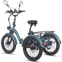 Fafrees Dik Klapfiets E-Bakfiets 20 Inch 48V 21Ah Accu, Hydraulische Schijfremmen Elektrische Fiets, Elektrische Vrachtsfiets 180kg, Blauw Driewieler E-Bike