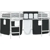 vidaXL Bunkbed voor kinderen met gordijnen Wit en Zwart 107 x 203 cm