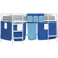 vidaXL Bunkbed voor kinderen met gordijnen Wit en Blauw 100 x 200 cm