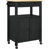 vidaXL Keuken Trolley MONZA Zwart 60 x 40 x 88,5 cm Massief vurenhout
