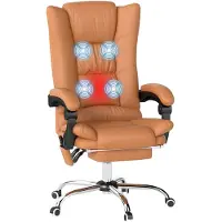 Vinsetto Massage Office Chair Kunstleder, Metall 64L x 70B x 110-118H cm Braun