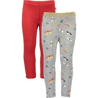 Blue Seven - 2 PACK Leggings - Biologische katoen - Rood - Grijs met vlinders - Maat 98