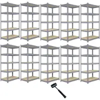 Monster Racking 10x Q-Rax stellingkast grijs, 5 lagen, 200kg/plank, 120x182x50cm, boltloos