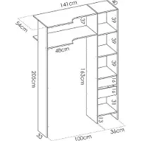 Vente-Unique.nl Verstelbare kledingkast DORIAN - L164/234 cm - Wit en grijs