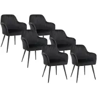 Vente-unique Set van 6 stoelen met fluweel en zwarte metalen leuningen - Zwart - ELEANA