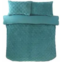 So Soft dekbedovertrek Check Teddy - mintgroen - Lits-jumeaux (230x220 + 2st. 50x75 cm)