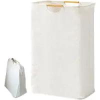 OKWISH Wasmanden - Opvouwbare Wasmand Wasmand Laundry Basket Stoffen Wasmand Met Hengsel Voor Slaapkamer En Badkamer, Grote Wasmand, Oxford-Stof, Wit