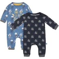 Charlie Choe - 2pack - Blauw - Navy - Boxpak - Salopette - Kruippakje - Babypakje - Jumpsuit - Geboortepakje - Romper - Kwalletjes - Draken - Maat 62