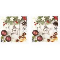Daisy - Xmas Decoration With Pink - Dennenappel/Hartje/Vogelhuisje/Hertengewei/Hartje/Ster/Kerstboom/Ster - Beige/Wit/Bruin/Roze - Kerstmis - lunch servetten 33 x 33 cm - 3-laags - 2 pakjes 20 stuks