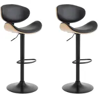 Vente-unique Set van 2 barkrukken van kunstleer en metaal - Aanpasbare hoogte - Licht naturel en zwart - MONTENEGRO L 49.5 cm x H 111 cm x D 46 cm