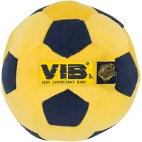 Vib - My first football + Stichting Elk Kind een bal met belletje geel-navy - 1 stuks - Babykleertjes - Baby cadeau - zwangerschap aankondiging - geboorte cadeau