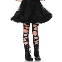 Leg avenue Ondoorzichtige zwarte punk legging met gaten voor kinderen