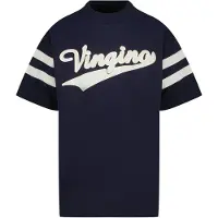 Vingino T-shirt donkerblauw Jongens Katoen Ronde hals Logo - maat 164