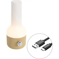 QAZQA Buiten tafellamp goud met wit incl. LED oplaadbaar IP44 - Haard