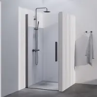 Brauer Season Nisdeur Met Draaideur 100x200cm - Gunmetal - Gehard Glas - Douche, Douchedeuren - 8720724597601