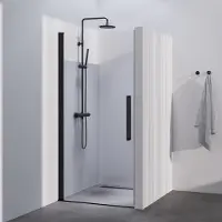Brauer Season Nisdeur Met Draaideur 80x200cm - Mat Zwart - Gehard Glas - Douche, Douchedeuren - 8720724597434