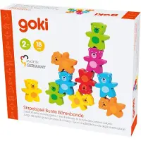 Goki Stapelspel - Kleurrijke Beren - Hout - Creatief Spelen - 2 Jaar