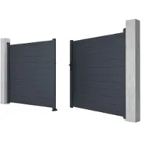 Vente-Unique.nl Gemotoriseerde draaipoort in aluminium antraciet NAZARIO - L300x158cm