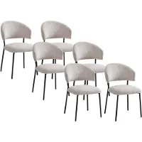 Vente-unique Set van 6 stoelen van ribfluweel en zwart metaal - Beige - ALAYIS