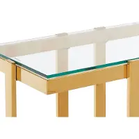 Vente-unique Consoletafel van gehard glas en verchroomd roestvrij staal - Transparant en goudkleurig - VELETIA