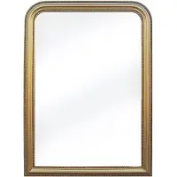 Vente-unique Trumeau spiegel van paulowniahout - B. 80 x H. 110 cm - Goudkleurige messing afwerking - HELOISE