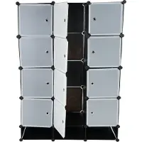 Mendler Regalsysteem Sydney T306, steekbaar wandrek voor garderobe of kledingkast, 8 vakken van elk 37x37x47 cm, zwart