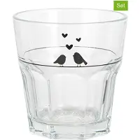 Clayre & Eef Waterglas 200 ml Transparant Glas Vogels