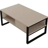 En.casa Salontafel 'Laukaa', rechthoekig, metalen frame, 100 x 60 x 45 cm, lichtbeige
