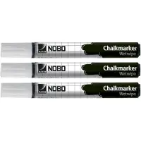 Nobo - Marqueur craie, nettoyage humidifié, blanc pour inscription sur film craie 1902436 contenu: 3 pièces -34438398