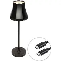 QAZQA Retro tafellamp zwart oplaadbaar IP44 - Granny