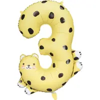 Party Deco Partydeco - Folieballon cijfer 3 - cheetah - 64 x 87 cm