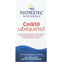 Nordic Naturals Nordic CoQ10 Ubiquinol - 60 Mini zachte gels - 100 mg Co-enzym Q10 (CoQ10) Ubiquinol - Hart- en hersengezondheid Cellulaire energiepr
