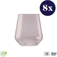 HappyGlass Lady Yoko - Set van 8 kunststof glazen - 40cl - Noble smoke - BPA-vrij Tritan