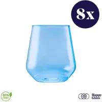 HappyGlass Lady Yoko - Set van 8 kunststof glazen - 40cl - Marine blue - BPA-vrij Tritan