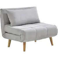 Vente-unique 90 cm slaapfauteuil in lichtgrijze stof CHILA