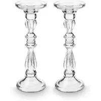 Vtwonen Kandelaar Set van 2 - Kaarsenhouder van Glas - Transparant - 10x28.5cm