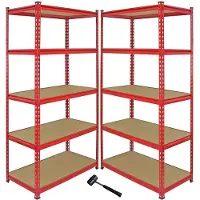 Monster Racking Z-Rax hoekrek + 2 rekken, 3975 kg capaciteit, rood staal met MDF