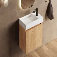Fontana Itsie toiletmeubel warm eiken 40cm met fontein in glans wit