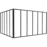 Vente-unique Glazen hoekbinnenraam met industriële stijl in gepoedercoat aluminium - L180 x L150 x H105 - Zwart - BAYVIEW