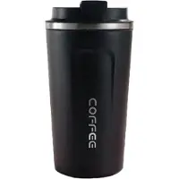 Techsuit - Thermosbeker (THM2) - met deksel voor koffie, draagbaar, roestvrij staal, 380 ml - zwart