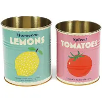 Rex London Retro Storage Tins - Bewaarblikken Medium - Lemon and Tomato - Aqua/Roze