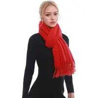 Karma Dames sjaal Winter Herfst – Warme Zachte Omslagdoek Shawl – 70 x 200 cm , rood